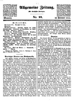 Allgemeine Zeitung Montag 22. Januar 1844