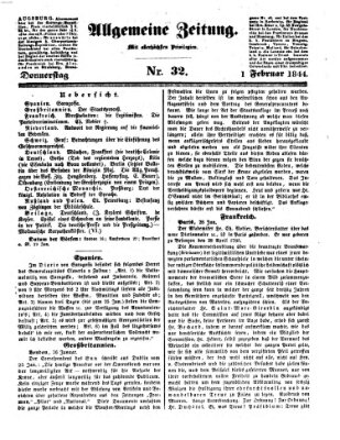 Allgemeine Zeitung Donnerstag 1. Februar 1844