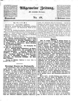 Allgemeine Zeitung Samstag 17. Februar 1844