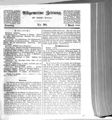 Allgemeine Zeitung Sonntag 7. April 1844