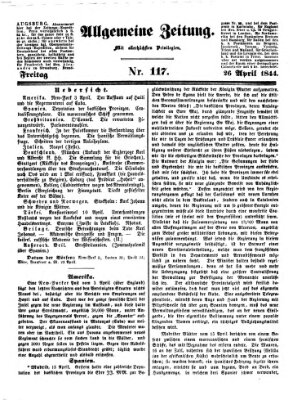 Allgemeine Zeitung Freitag 26. April 1844