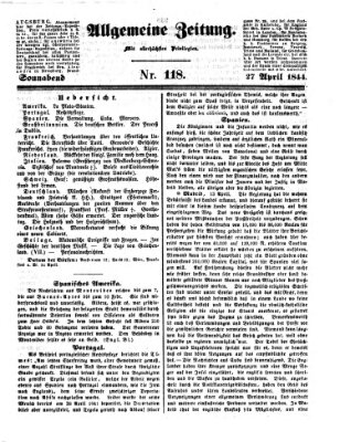 Allgemeine Zeitung Samstag 27. April 1844