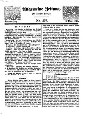 Allgemeine Zeitung Donnerstag 16. Mai 1844