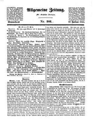 Allgemeine Zeitung Samstag 20. Juli 1844