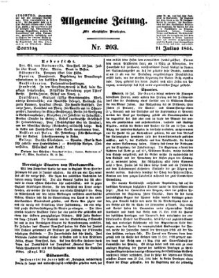 Allgemeine Zeitung Sonntag 21. Juli 1844