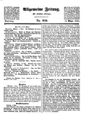 Allgemeine Zeitung Sonntag 15. September 1844