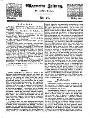 Allgemeine Zeitung Dienstag 11. März 1845