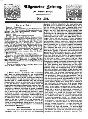 Allgemeine Zeitung Samstag 12. April 1845
