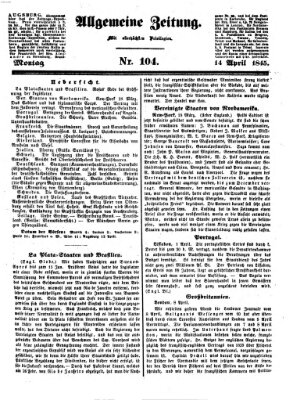 Allgemeine Zeitung Montag 14. April 1845