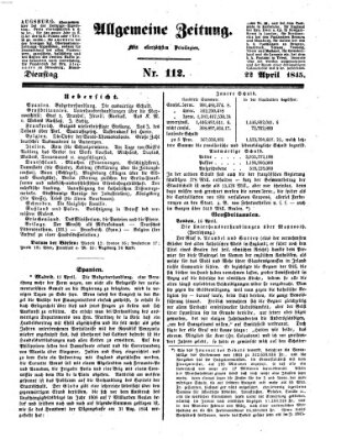 Allgemeine Zeitung Dienstag 22. April 1845
