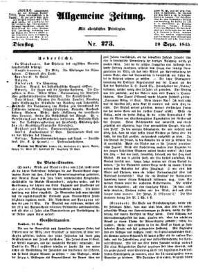 Allgemeine Zeitung Dienstag 30. September 1845