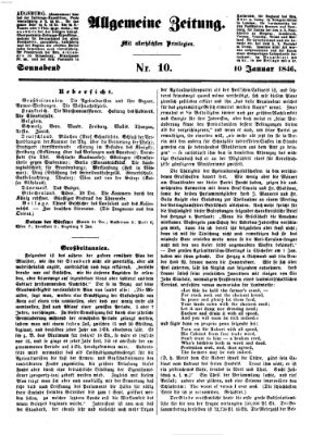 Allgemeine Zeitung Samstag 10. Januar 1846