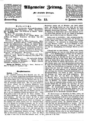 Allgemeine Zeitung Donnerstag 15. Januar 1846
