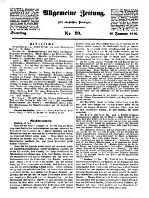 Allgemeine Zeitung Dienstag 20. Januar 1846