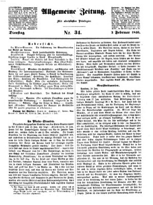 Allgemeine Zeitung Dienstag 3. Februar 1846