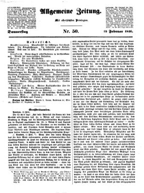 Allgemeine Zeitung Donnerstag 19. Februar 1846