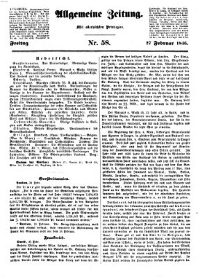 Allgemeine Zeitung Freitag 27. Februar 1846