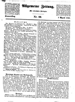 Allgemeine Zeitung Donnerstag 2. April 1846
