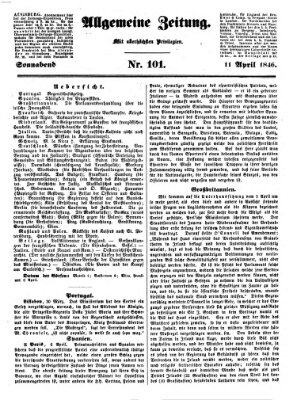 Allgemeine Zeitung Samstag 11. April 1846