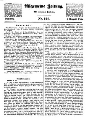 Allgemeine Zeitung Sonntag 2. August 1846
