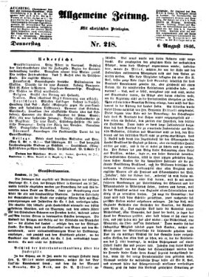Allgemeine Zeitung Donnerstag 6. August 1846