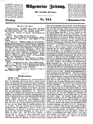 Allgemeine Zeitung Dienstag 1. September 1846