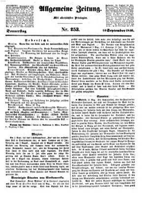 Allgemeine Zeitung Donnerstag 10. September 1846