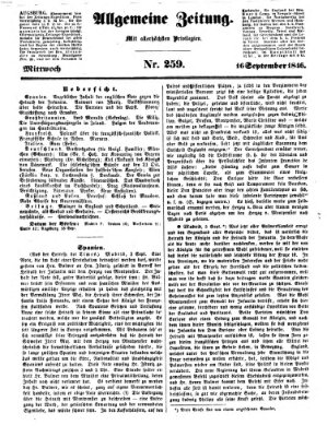 Allgemeine Zeitung Mittwoch 16. September 1846