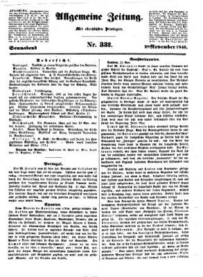 Allgemeine Zeitung Samstag 28. November 1846