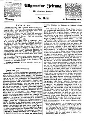 Allgemeine Zeitung Montag 14. Dezember 1846