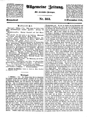 Allgemeine Zeitung Samstag 19. Dezember 1846