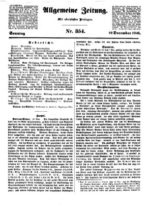 Allgemeine Zeitung Sonntag 20. Dezember 1846