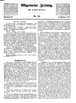 Allgemeine Zeitung Samstag 16. Januar 1847