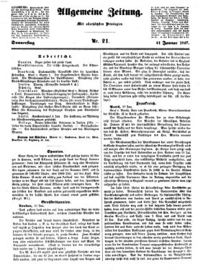 Allgemeine Zeitung Donnerstag 21. Januar 1847