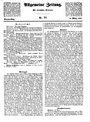 Allgemeine Zeitung Donnerstag 18. März 1847