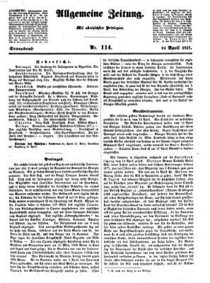 Allgemeine Zeitung Samstag 24. April 1847