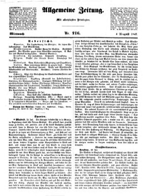 Allgemeine Zeitung Mittwoch 4. August 1847
