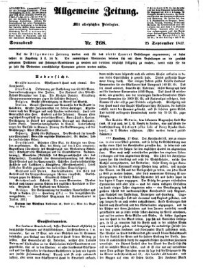 Allgemeine Zeitung Samstag 25. September 1847