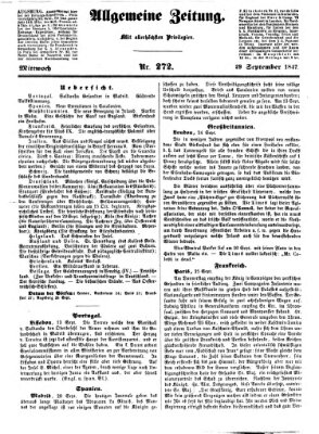 Allgemeine Zeitung Mittwoch 29. September 1847