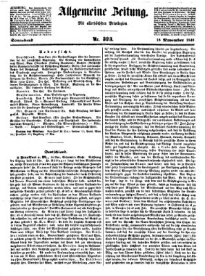 Allgemeine Zeitung Samstag 18. November 1848