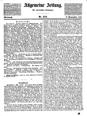 Allgemeine Zeitung Mittwoch 29. November 1848