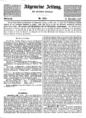 Allgemeine Zeitung Mittwoch 20. Dezember 1848