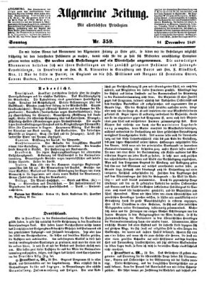 Allgemeine Zeitung Sonntag 24. Dezember 1848