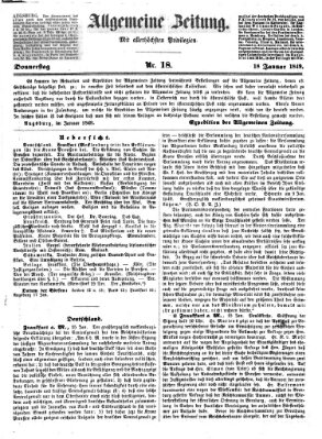 Allgemeine Zeitung Donnerstag 18. Januar 1849