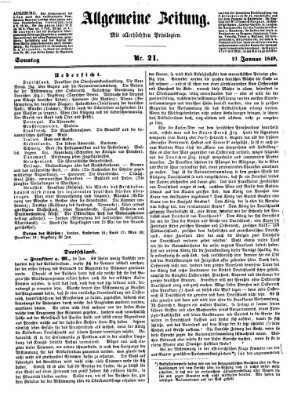 Allgemeine Zeitung Sonntag 21. Januar 1849