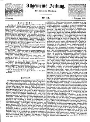 Allgemeine Zeitung Montag 12. Februar 1849