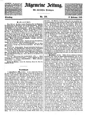 Allgemeine Zeitung Dienstag 27. Februar 1849