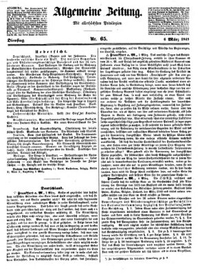 Allgemeine Zeitung Dienstag 6. März 1849