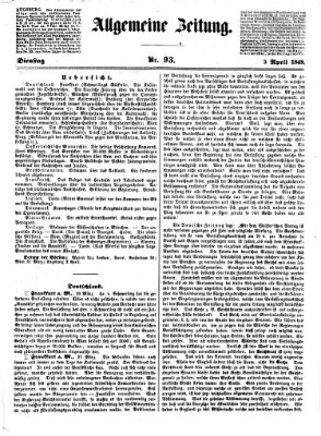 Allgemeine Zeitung Dienstag 3. April 1849