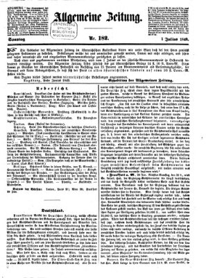 Allgemeine Zeitung Sonntag 1. Juli 1849